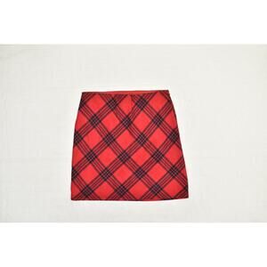 Talbots Skirt Womens 14 Red Black Plaid Wool Blend Lined Classic Preppy Tartan